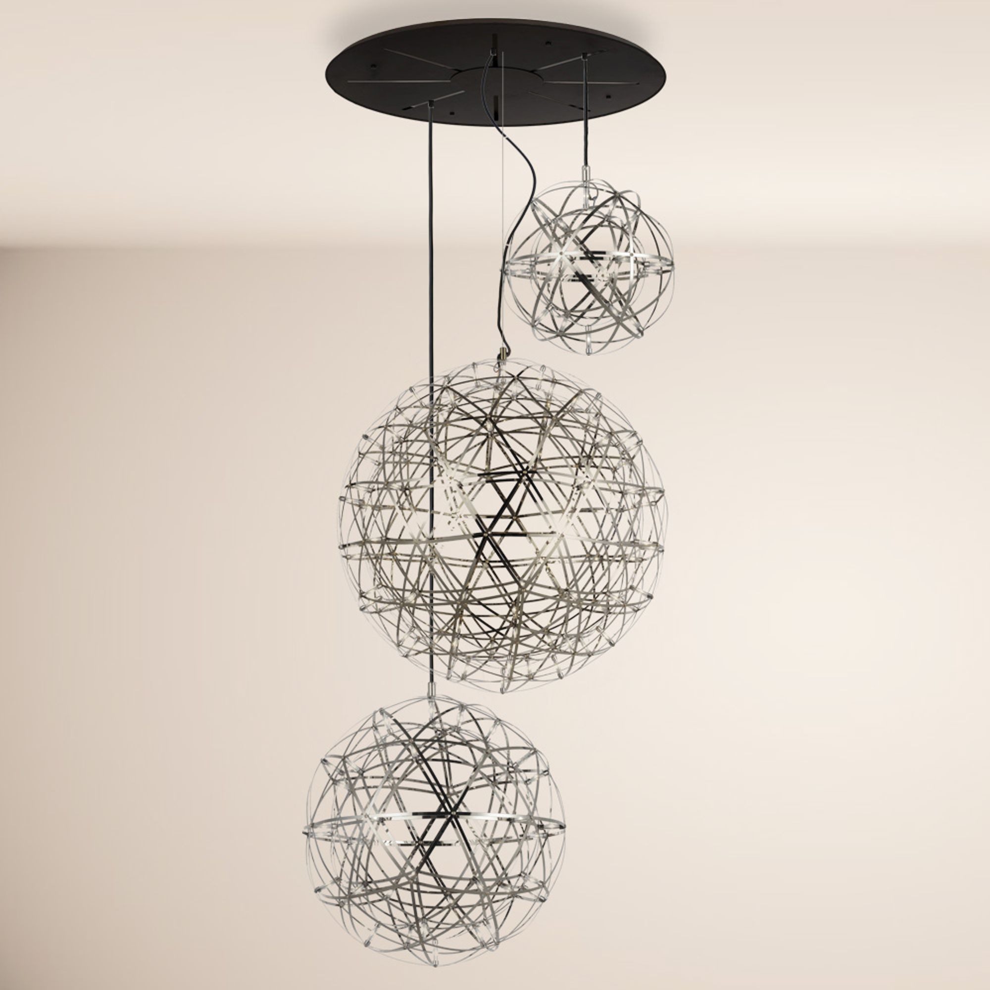s.luce Pendelleuchte XL LED Hängeleuchten-Kombination Atom Modular Chrom, Warmweiß