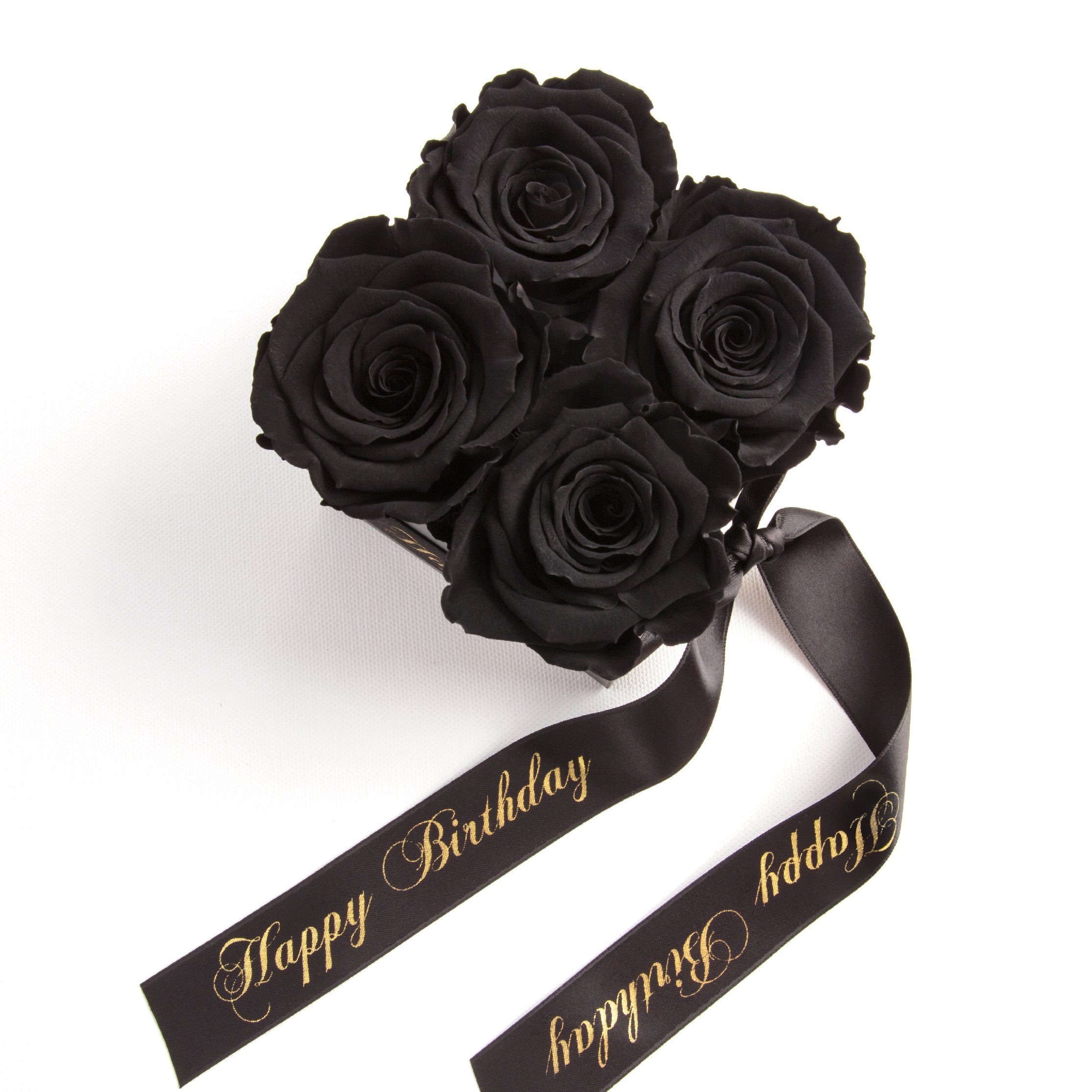 Kunstblume Infinity Rosenbox Happy Birthday Geschenk Geburtstag für Frauen Rose, ROSEMARIE SCHULZ Heidelberg, Höhe 8.5 cm, echte Rosen haltbar 3 Jahre