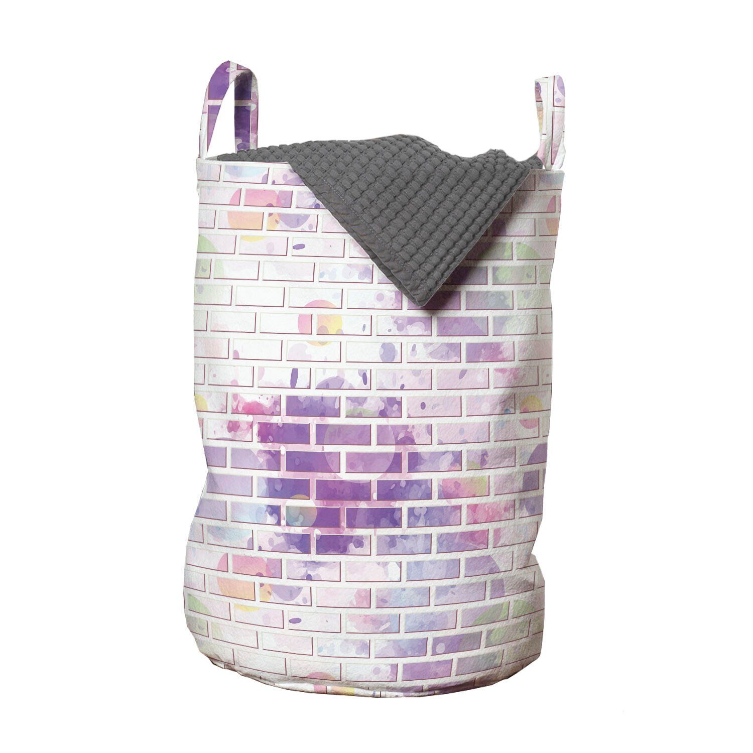 Abakuhaus Wäschesäckchen Wäschekorb mit Griffen Kordelzugverschluss für Waschsalons, Violett Vector Graffiti Brick