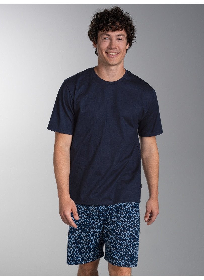 Trigema Schlafanzug TRIGEMA Shorty-Pyjama mit Smiley-Muster (1 tlg)