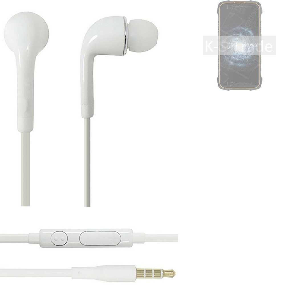 K-S-Trade für Cubot KingKong 6 In-Ear-Kopfhörer (Kopfhörer Headset mit Mikrofon u Lautstärkeregler weiß 3,5mm)