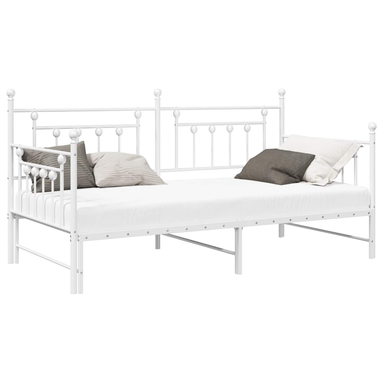 vidaXL Bett Tagesbettrahmen Weiß 90 x 200 cm Stahl (1-tlg)