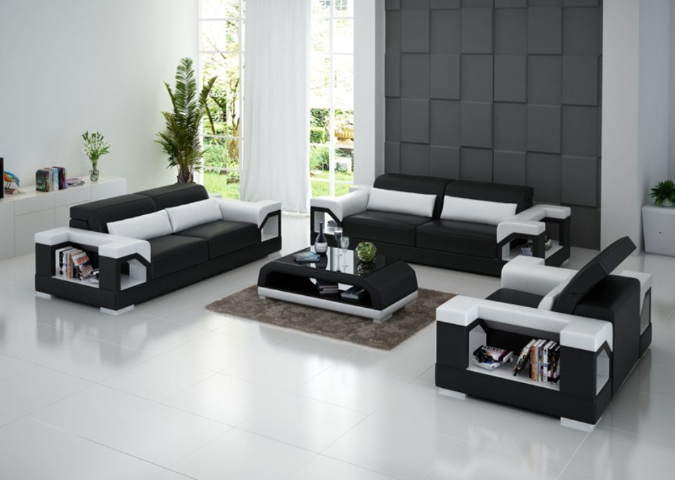 JVmoebel Sofa Ledersofa Couch Sofagarnitur Set 3+2+1 Sitzer Garnitur Design, Made in Europe