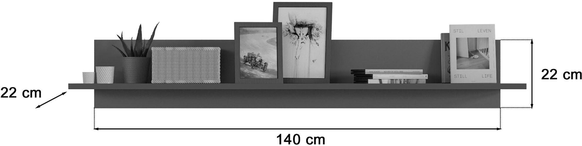 INOSIGN Wandboard Aalborg, Breite 140 cm, 1 Ablageboden, inklusive Wandmontagematerial, Regal, Wandregal, Ablage, Wandpaneel