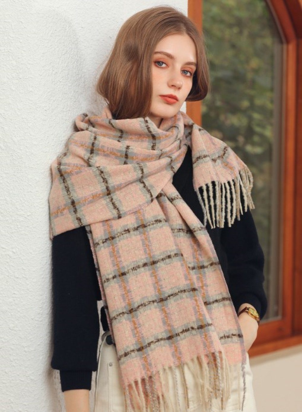 XDeer Wollschal Damen Schal,kuschelweich Karo,Winter Schal Poncho Qualität, Damen Halstuch Geschenk für Frauen in verschiedenen Farben