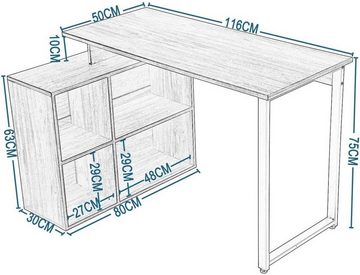 EUGAD Schreibtisch, mit Ablagen Holz 116x75x80cm Weiß