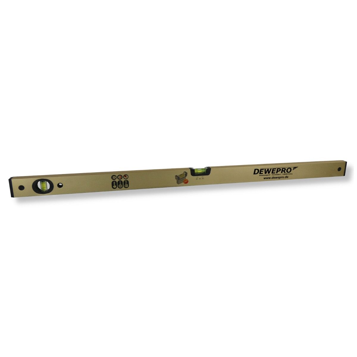 DEWEPRO Wasserwaage DEWEPRO Wasserwaage Aluminium - gold eloxiert - 2 Libellen - 100cm 1m