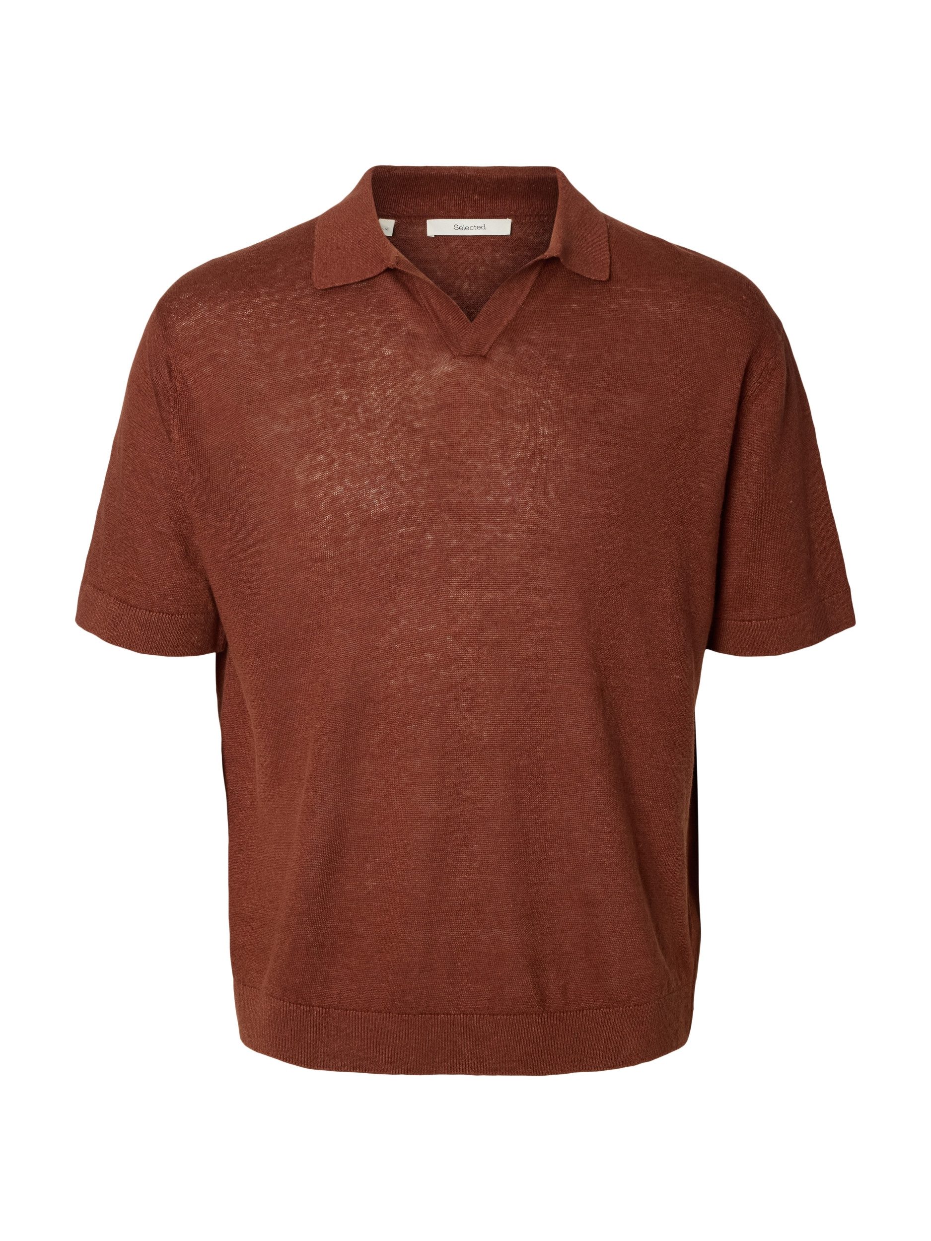 SELECTED HOMME Strickpullover SLHJERRY LINEN SS OPEN POLO