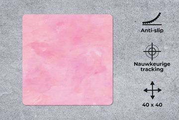 MuchoWow Gaming Mauspad Aquarell - Muster - Rosa - Farbe (1-St), Mousepad mit Rutschfester Unterseite, Gaming, 40x40 cm, XXL, Großes