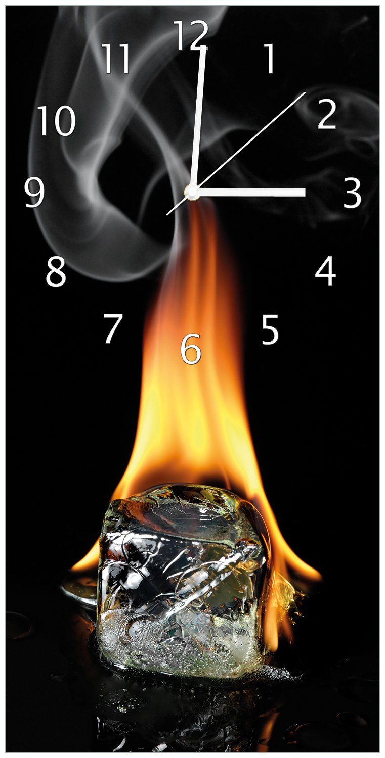 Brennender aus Wallario Acryl) Eiswürfel Wanduhr (Uhr