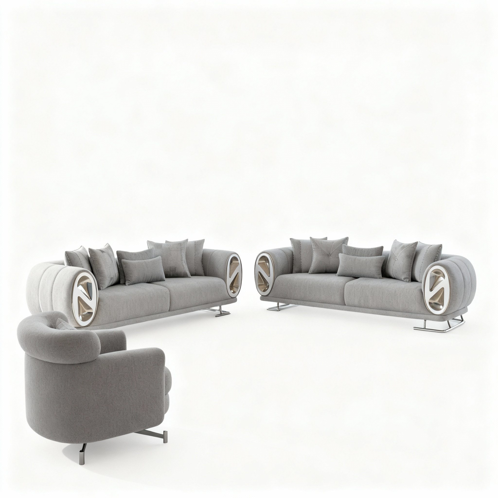 Palms-Store Sofa Set Big-Dubai Modernes 3-Sitzer + 3-Sitzer + Sessel aus Teddy-Stoff, Spar-Set, 3-Sitzer + 3-Sitzer + Sessel