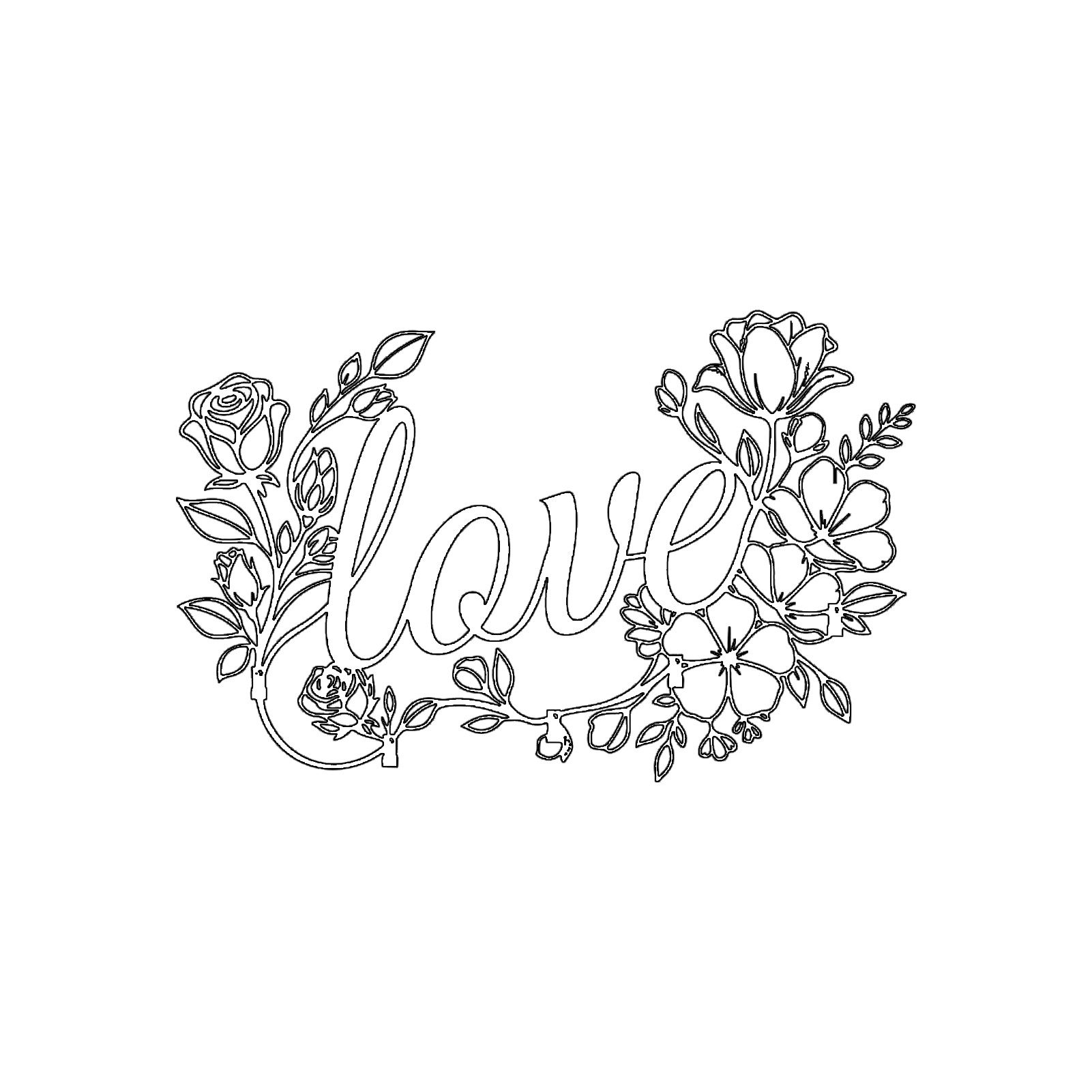 Jumpeak Wanddekoobjekt “Love”– Wanddekoration mit Blumen-Buchstaben,Rosen, Liebe,Strichkunst, Metall, 4 Farben, 3 Größen, Wanddekoration für das Wohnzimmer,Romantik