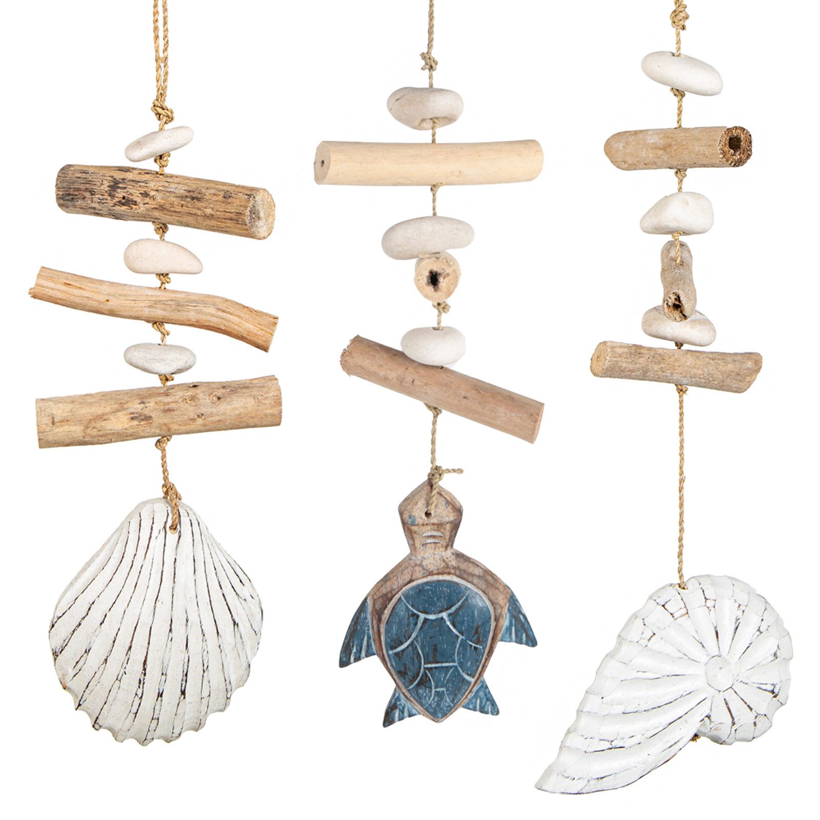 Dekohänger Deko Set 3 Maritime Anhänger blau natur weiß