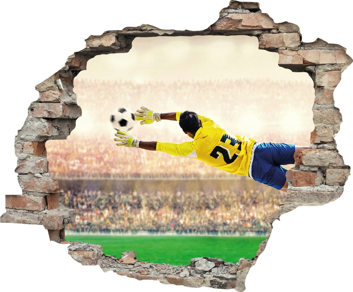 queence Wandtattoo Torwart (1 St), Wandsticker, Wandbild, selbstklebend, 3D, Wanddurchbruch