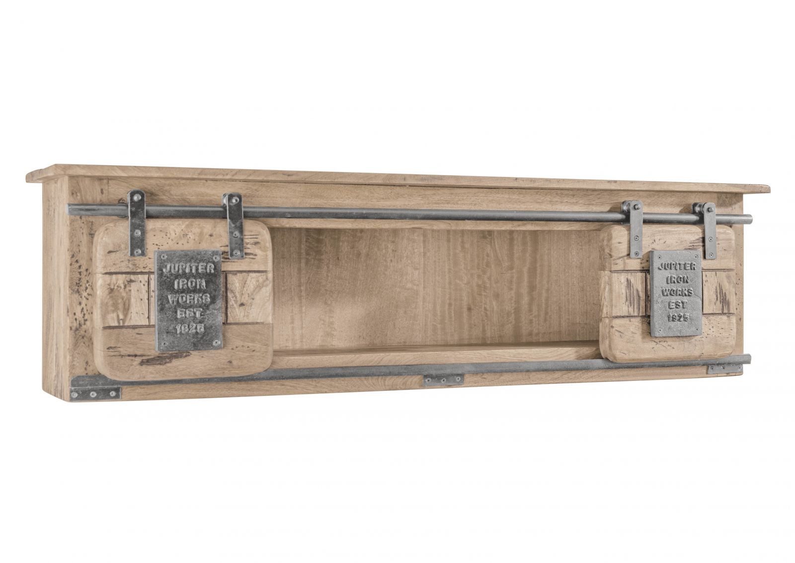 Massivmoebel24 Wandregal, 1-tlg., Mango 130x25x35 whitewash lackiert RAILWAY #365