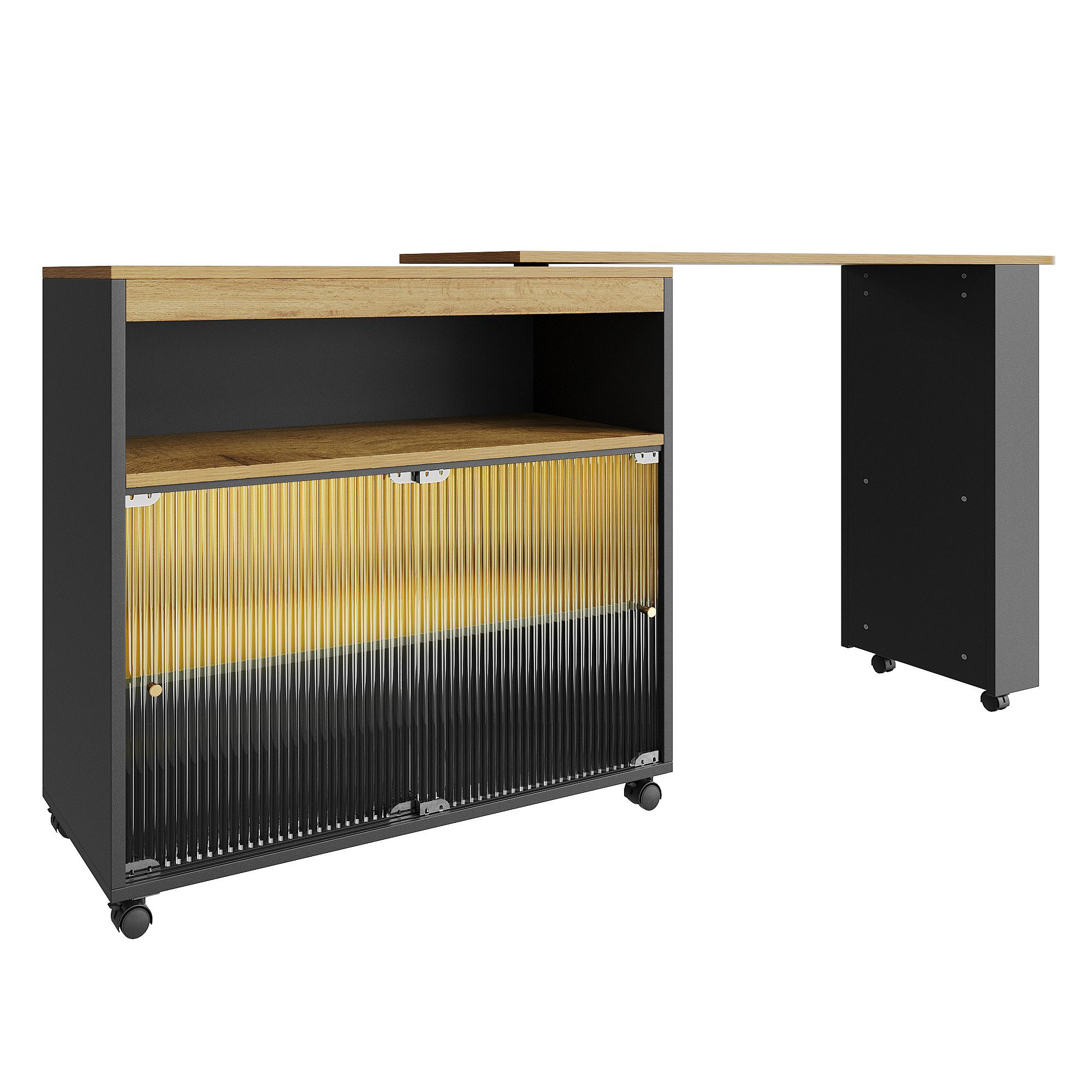 ANYSUN Bartisch 360° drehbar Stehtisch mit Sideboard (Set, 1 Tisch), Breite 138 cm