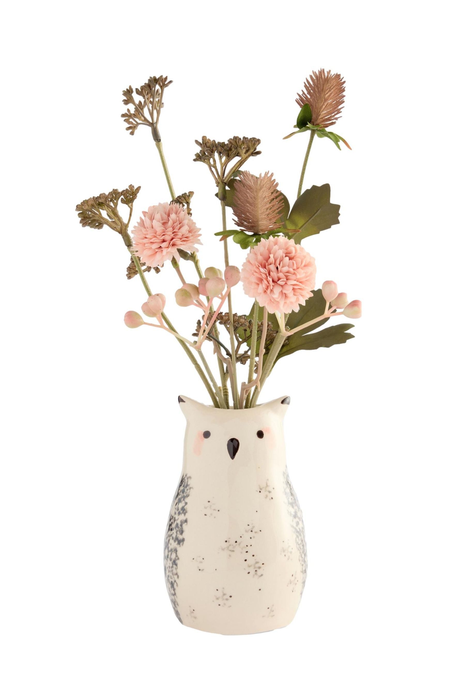 Kunstblume Kunstblattwerk-Arrangement in Eulen-Keramikvase, Next