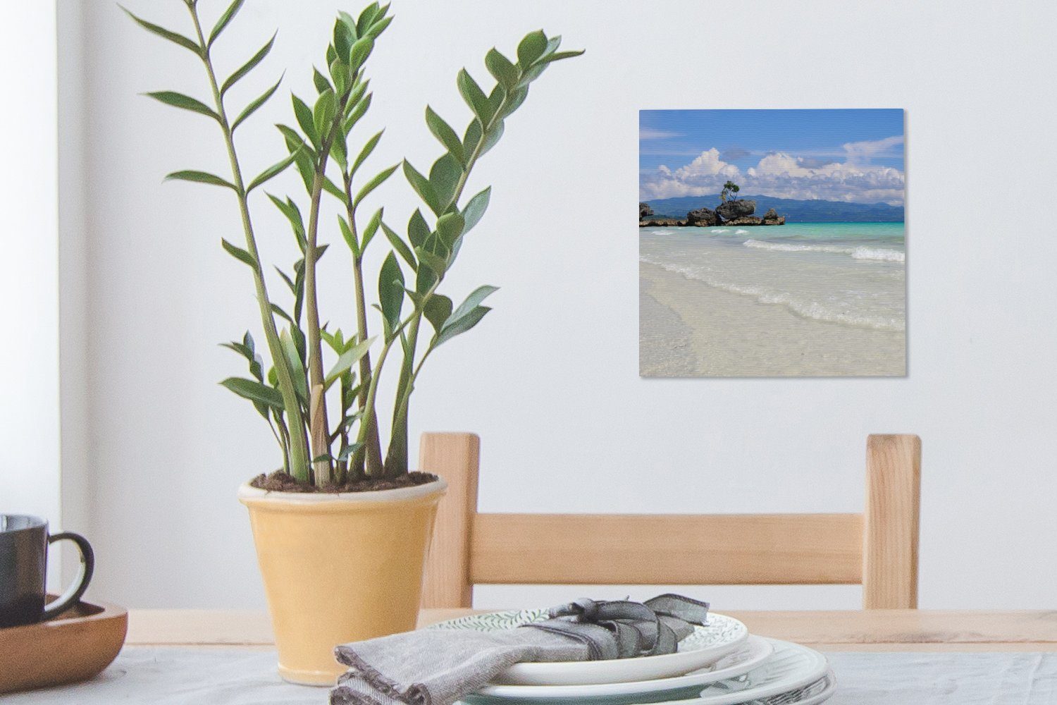 auf der OneMillionCanvasses® St), für (1 Leinwandbild Wohnzimmer Strand Leinwand Boracay, Bilder Schlafzimmer Tropischer Insel