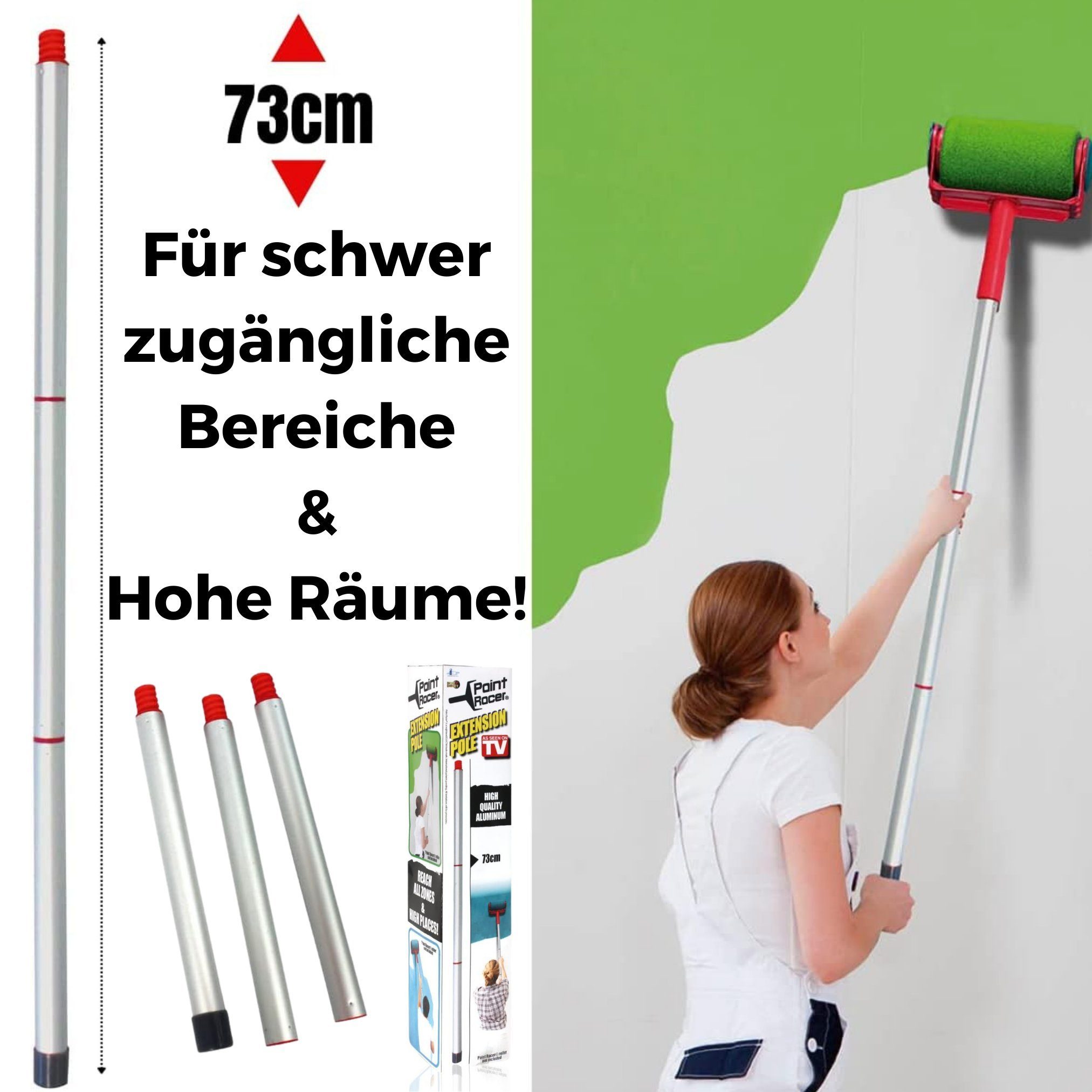 Best Direct® Farbroller Paint Racer® befüllbarer Farbroller (Spar Set, 6-St., mit Teleskop / Verlängerungsstange), Farbroller mit Tank, Set Multifunktion für Büro, Malerei, Wand, Decke