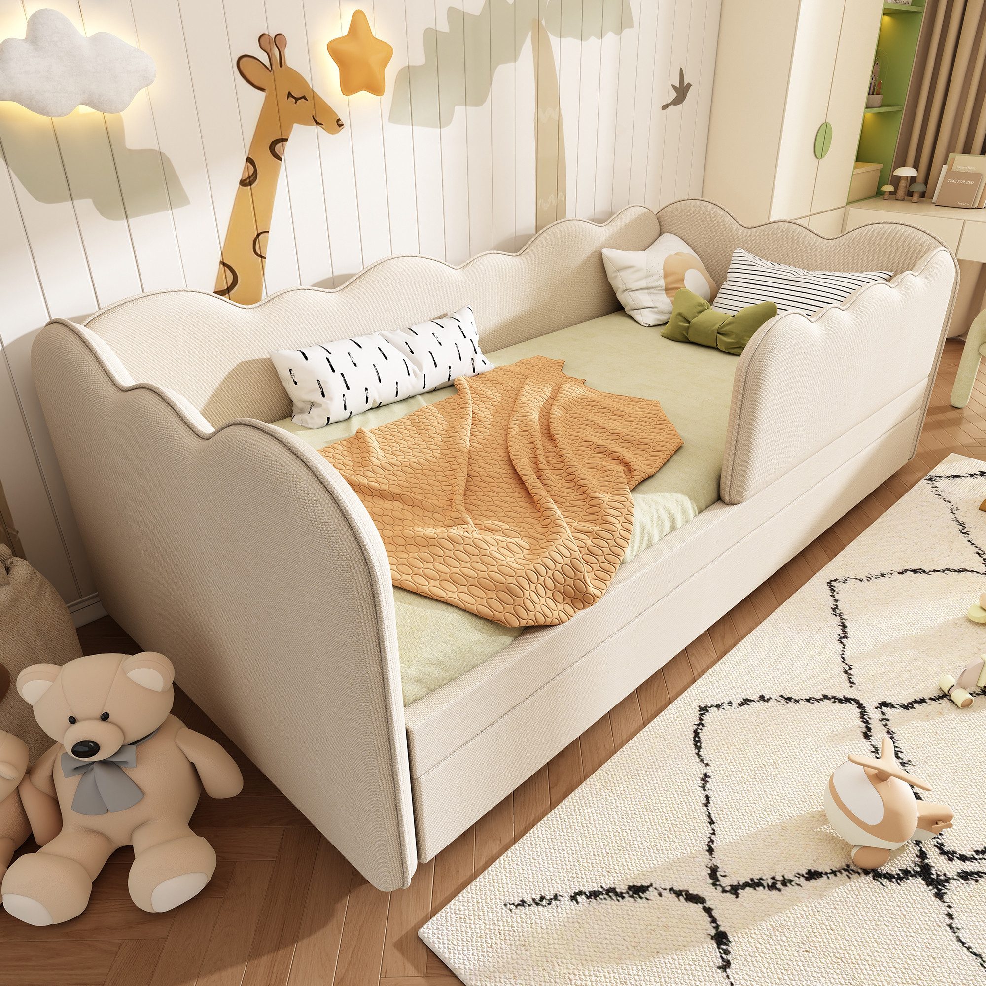 i@home Kinderbett mit Ausziehbett, Tagesbett Sofa Bett mit Lattenrost, 90x190cm (1-tlg., Ideal für kleine Kinderzimmer), Platzsparend und multifunktional – Bild 5 von 5