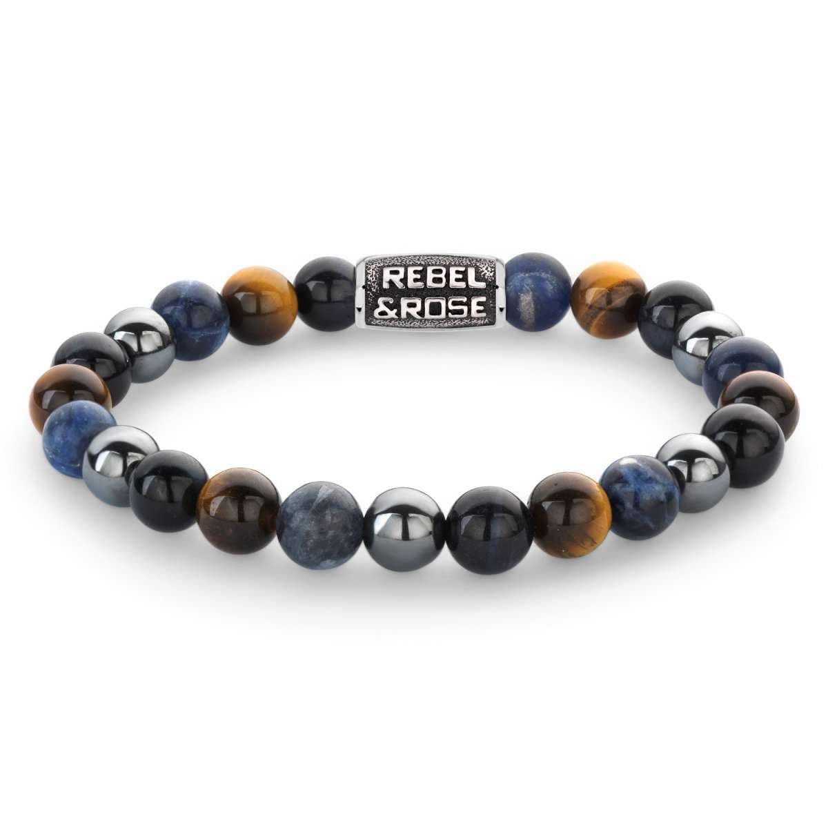 Rebel & Rose Edelstahlarmband RR-80100-V, für Herren Blue Rain Vintage 8 mm