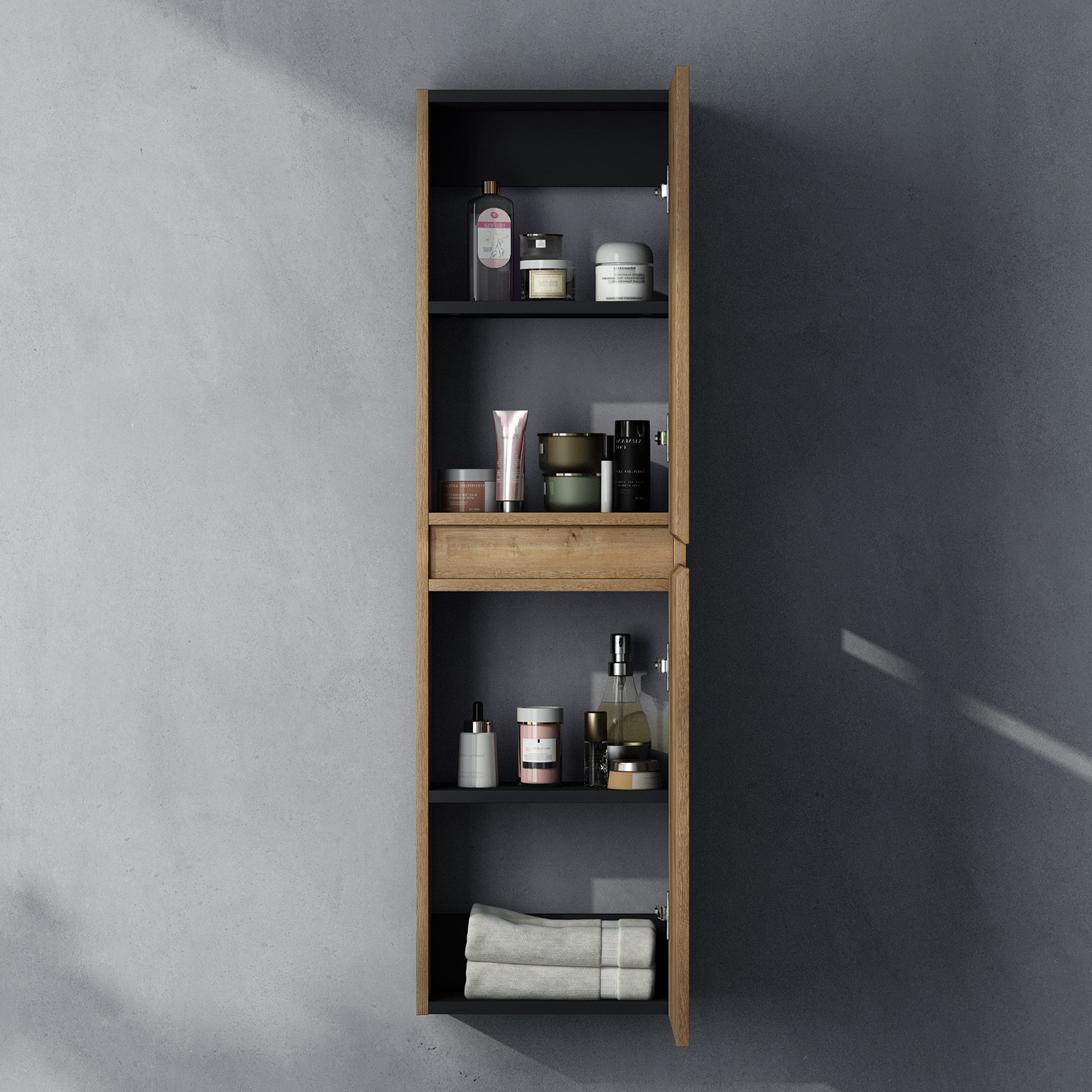 doporro Seitenschrank Badschrank Schmal Hochschrank Badezimmer Hängend Verona
