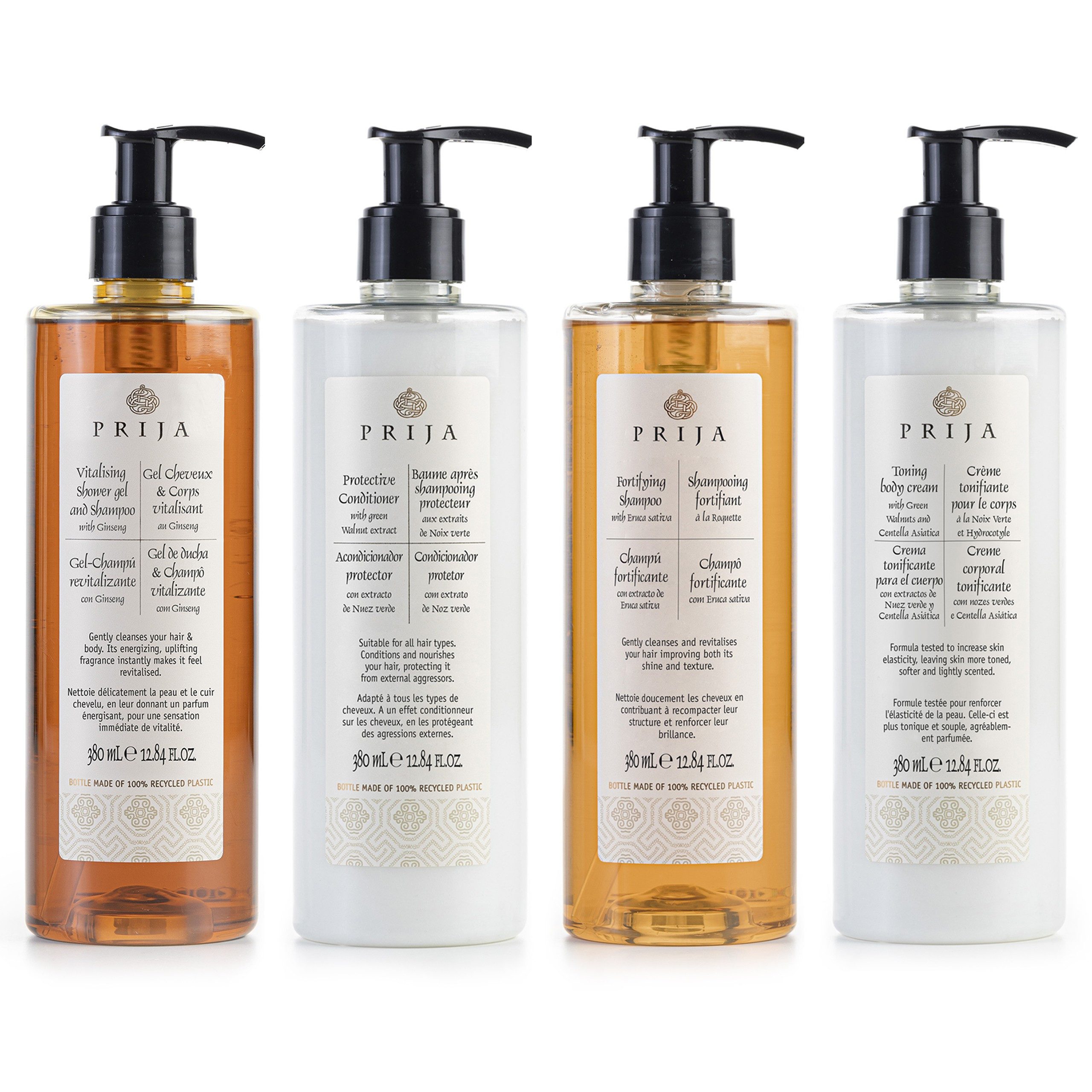 PRIJA Körperpflegemittel PRIJA SET: Duschgel, Haarspülung, Haarshampoo, Körpercreme 4x380ml