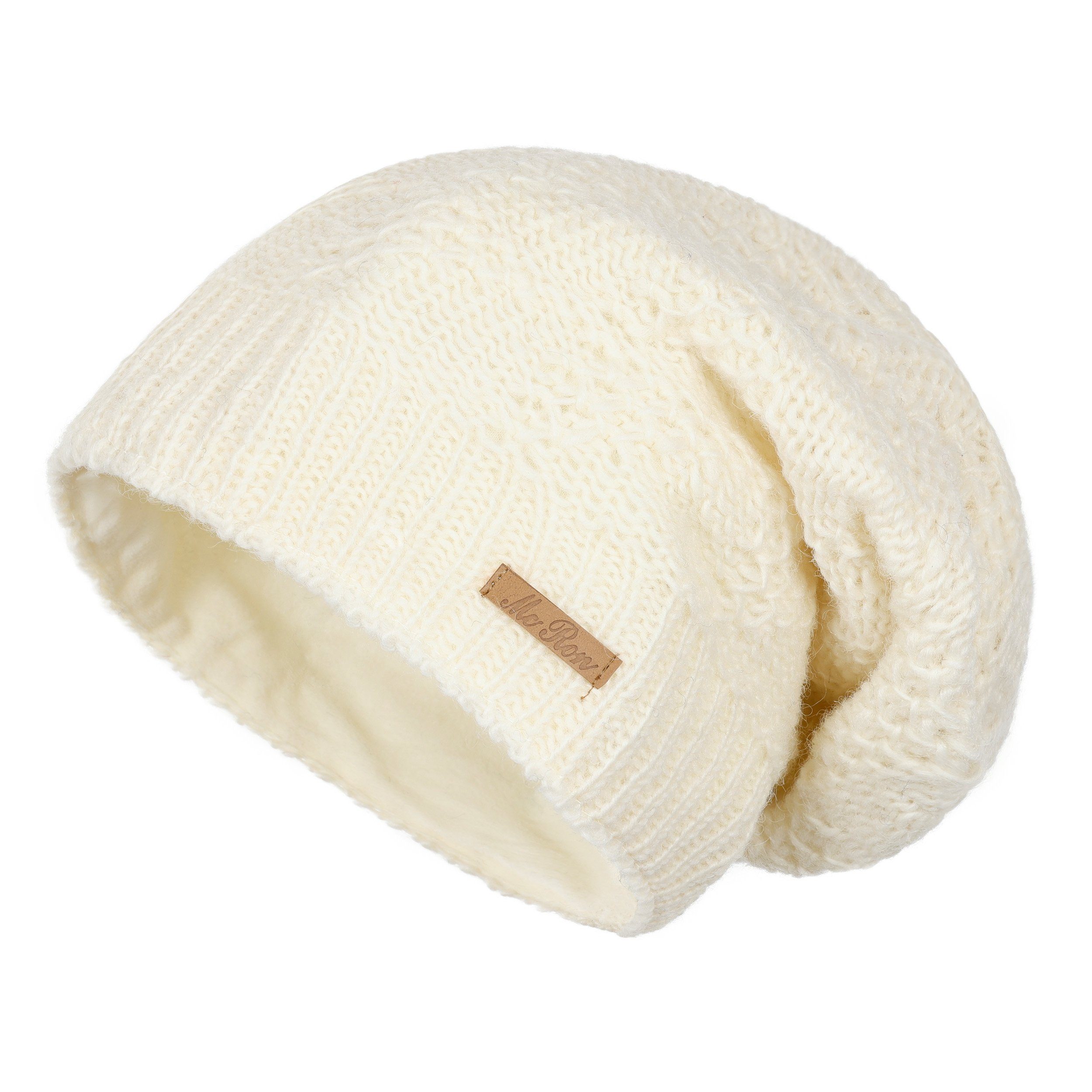 McRon Beanie Wollmütze Modell Lina gefüttert mit Fleece, hoher Schurwollanteil