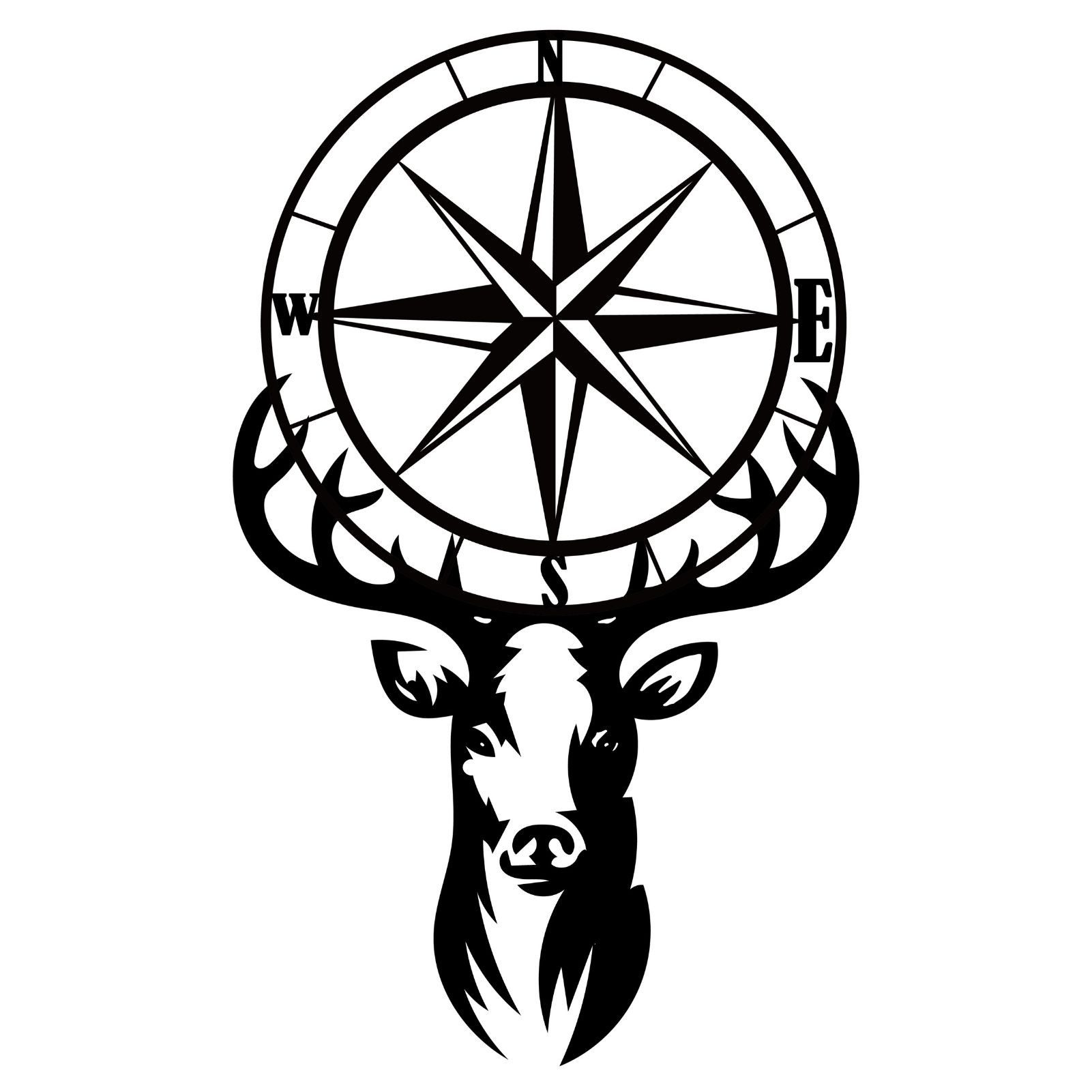 Wanddekoobjekt Kompass Metall Wanddekor, Elch Wanddekorationen, Tierdekorationen