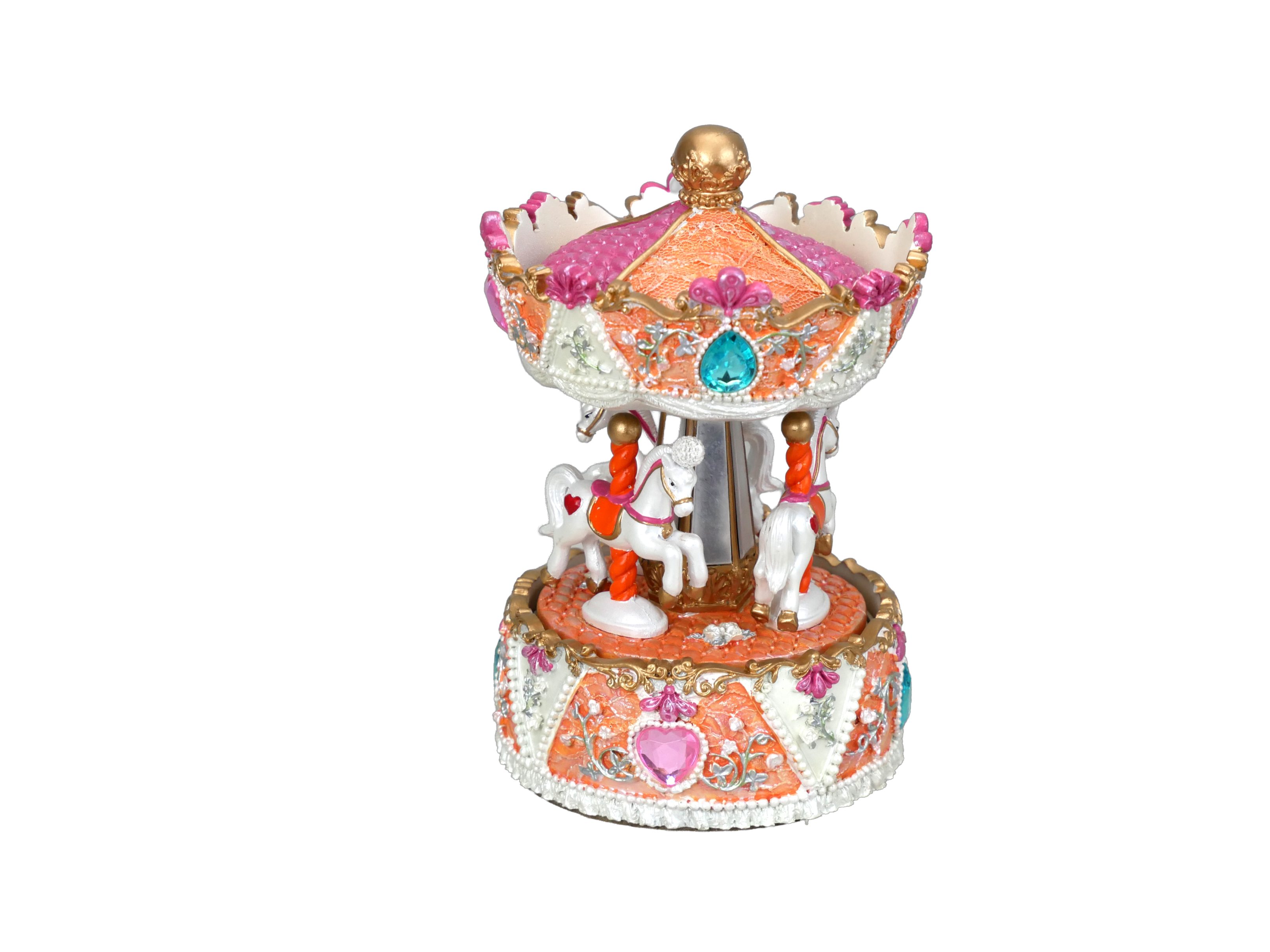 Musicboxworld Spieluhr Spieluhr - Glitzer Karussell pink/orange