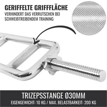 GORILLA SPORTS Hantel-Set Trizepsstange, mit 35kg, 30mm, Sternverschlüss, Rutschfest, Verchromt
