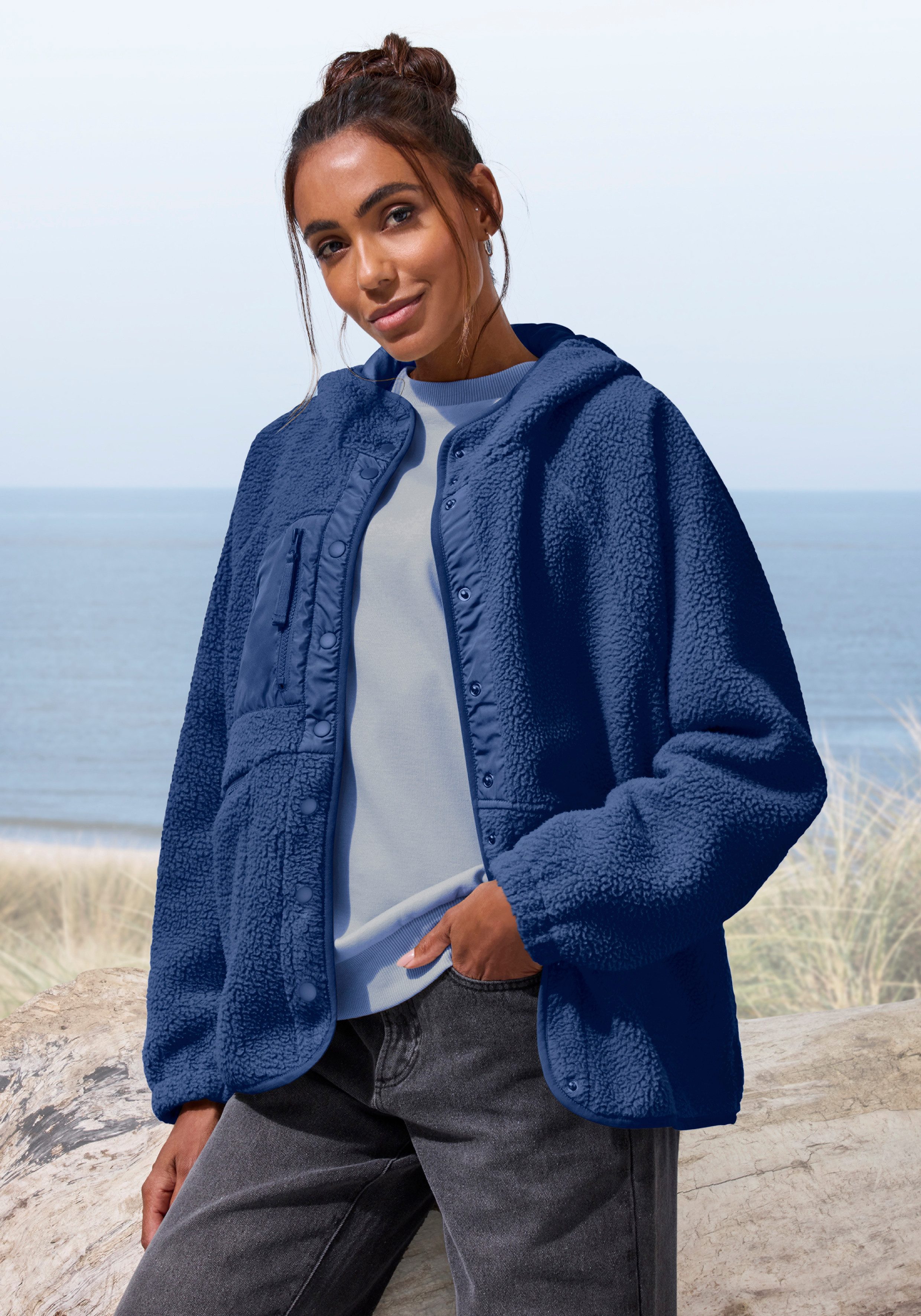 Vivance Active by Lascana Fleecejacke Oversized-Schnitt mit Fledermausärmeln