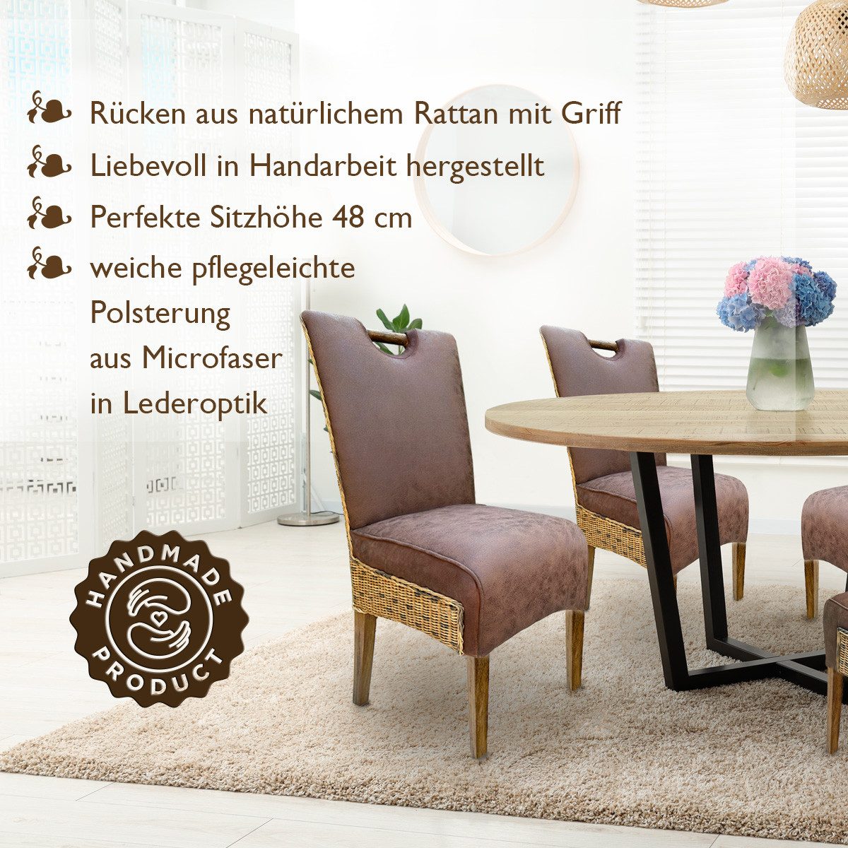 Amagohome Polsterstuhl Esszimmer Stühle Polsterstuhl Rattanstuhl günstig online kaufen