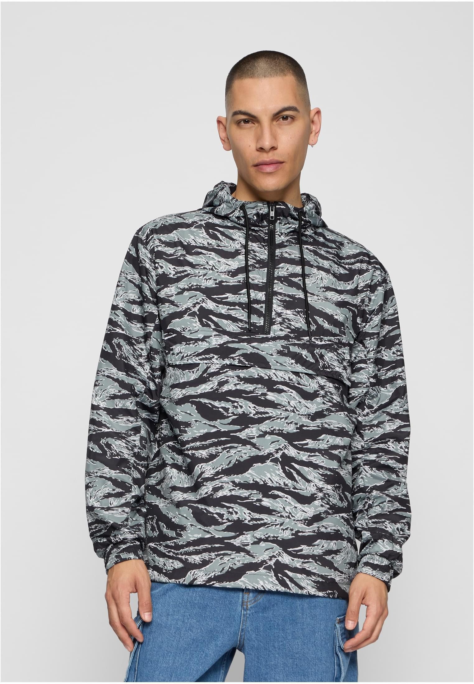 URBAN CLASSICS Kapuzensweatjacke Tiger Camo Pull Over Herren Kapuzenpulli