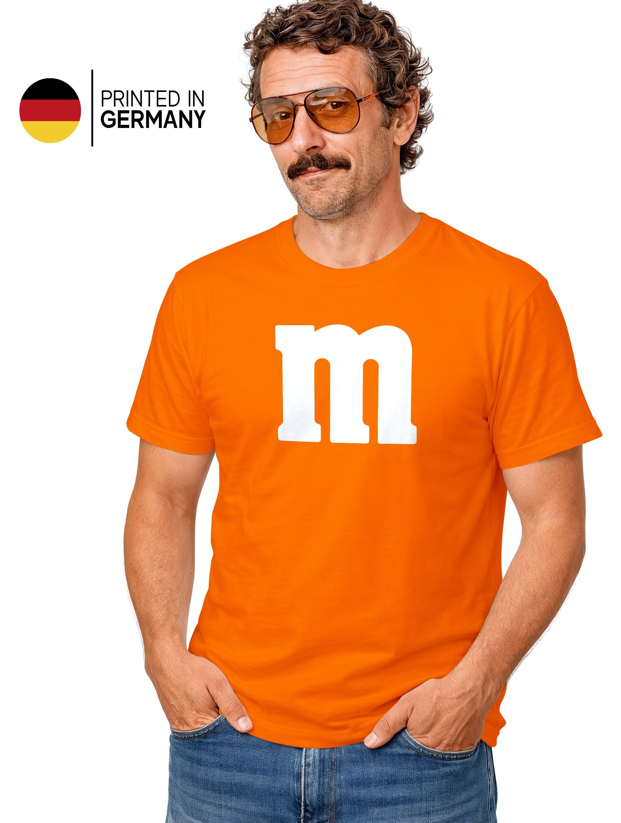 MoonWorks Print-Shirt Herren T-Shirt Gruppen-Kostüm M Aufdruck Kostüm Fasching Karneval mit Print