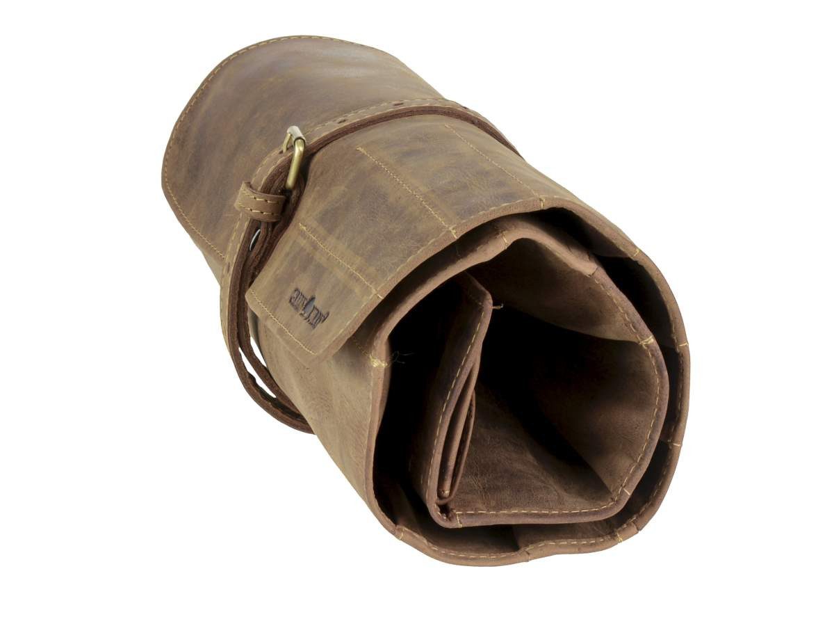 Greenburry Werkzeugtasche Vintage Leder mit 13 Fächern Rolltasche ungefüllt, Werkzeugrolle, Rolltasche, 13 Fächer, Antikleder – Bild 4 von 5