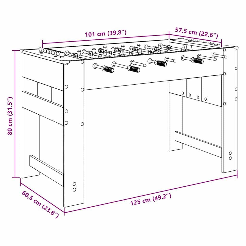 vidaXL Kickertisch Tischfußballtisch Artisan-Eiche 125 x 60,5 x 80 cm (1-tlg)
