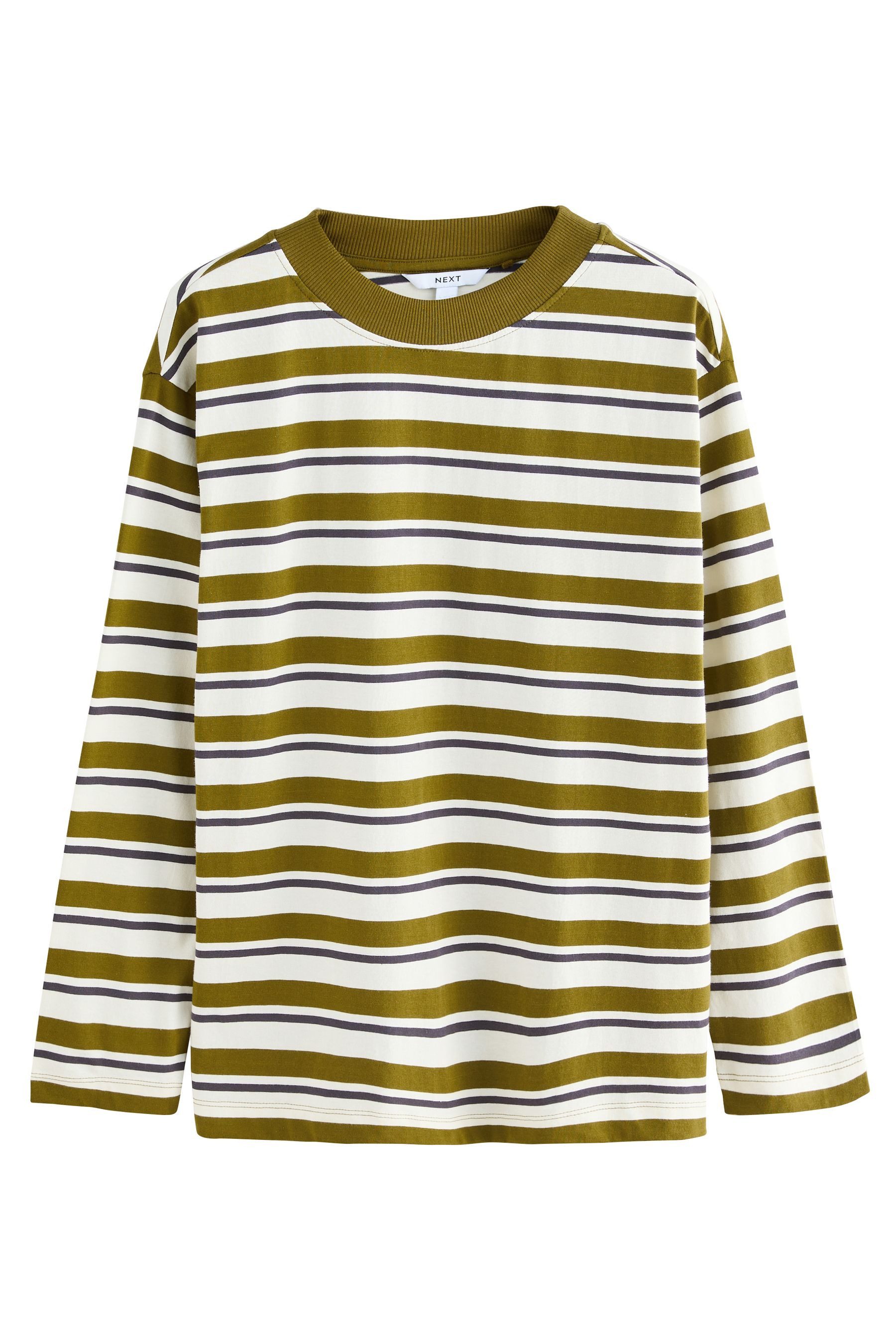 Next Langarmshirt Langärmeliges Rundhals-T-Shirt mit Streifen (1-tlg) günstig online kaufen
