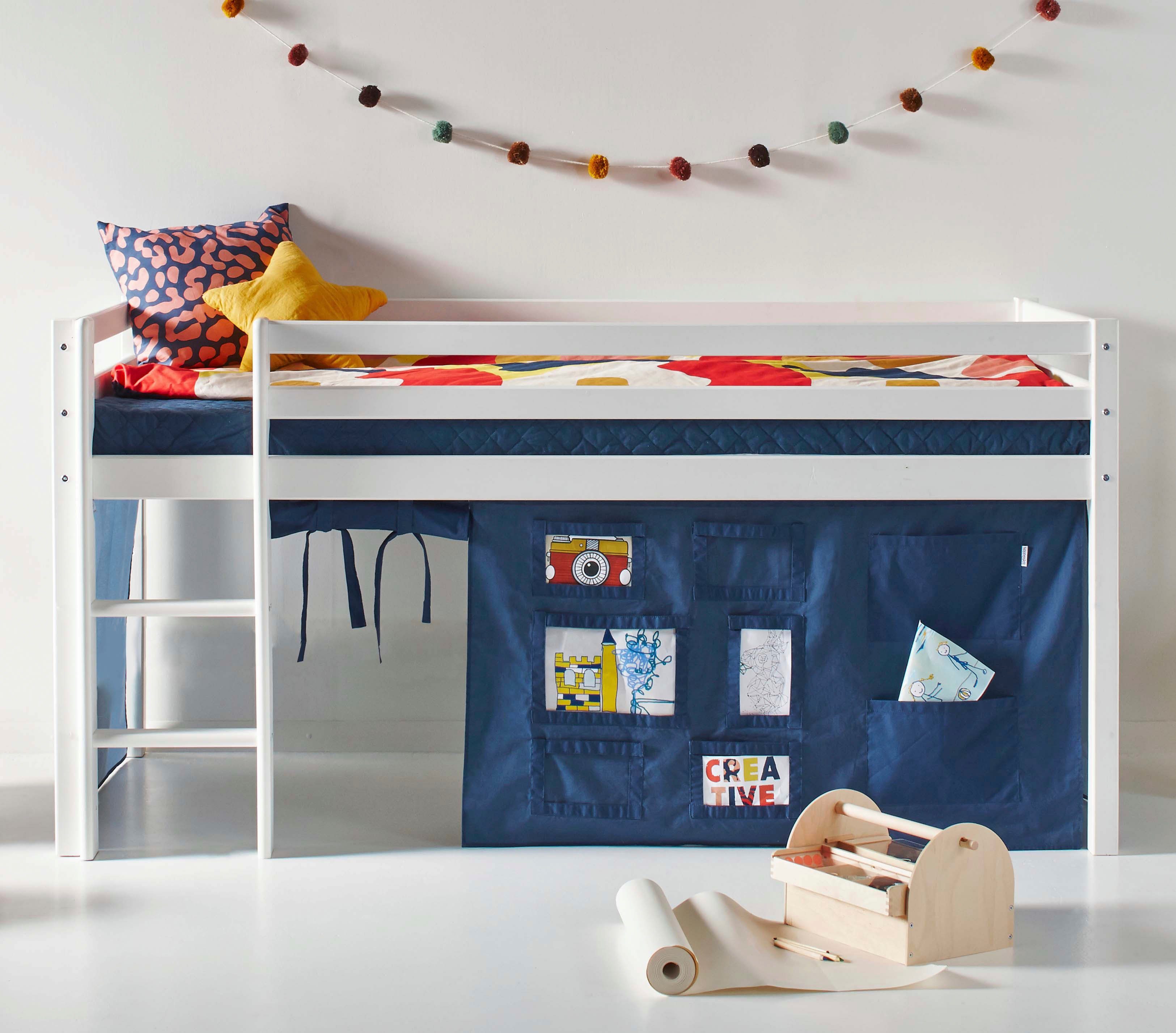Hochbett ECO Dream, Kinderbett, Spielbett, Halbhohes Bett aus Massivholz