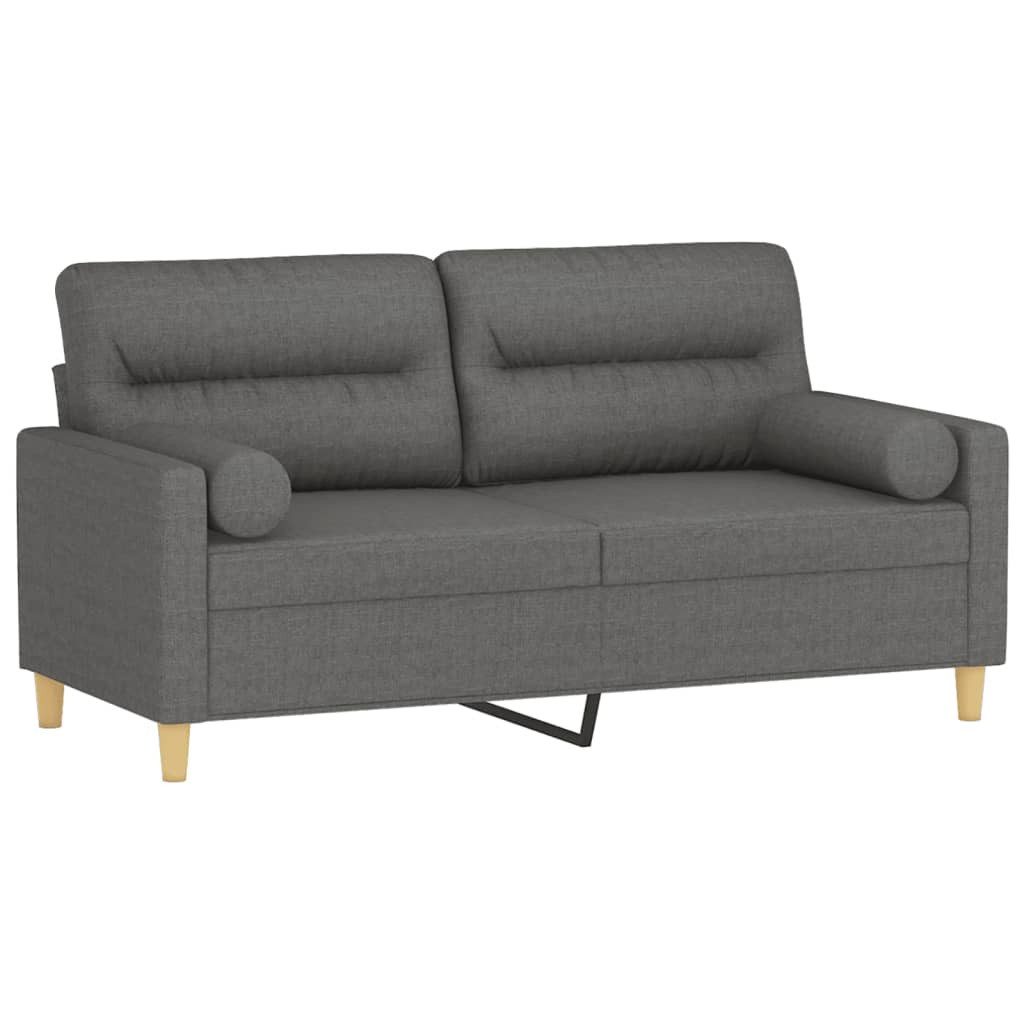 vidaXL Sofa 2-Sitzer-Sofa mit Zierkissen Dunkelgrau 140 cm Stoff