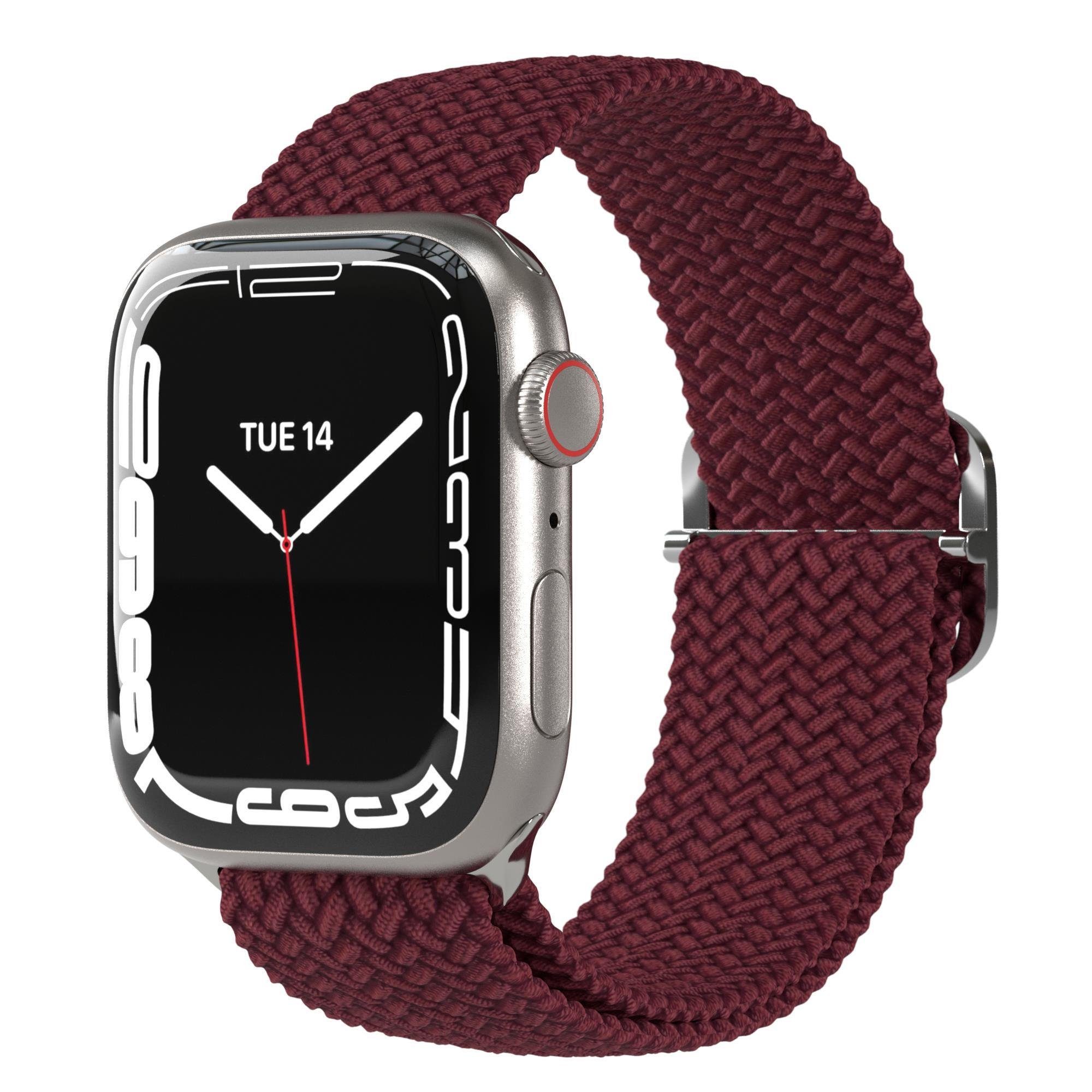 EAZY CASE Uhrenarmband Flechtband für iWatch 9 8 7 6 5 4 3 2 1 SE Ultra, Wechselband Flechtarmband Apple Watch 38 mm 40 mm 41 mm Beere Lila