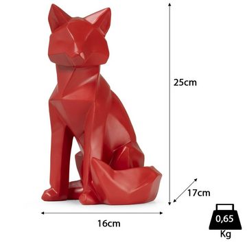 Moritz Dekofigur Polygonal Fuchs rot, Polyresin Figuren Deko Geschenk Geometrische Figur Modern Dekor