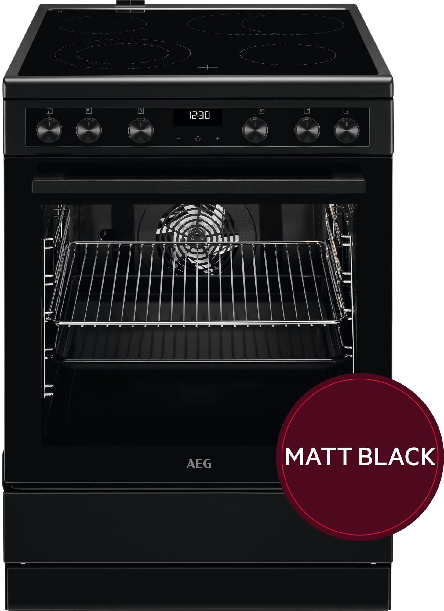 AEG Elektro-Standherd CCB6446BBB, mit Teleskopauszug nachrüstbar, XXL Garraum, 7 Programme, Restwärmeanzeige, Leichtreinigungstür, Timer