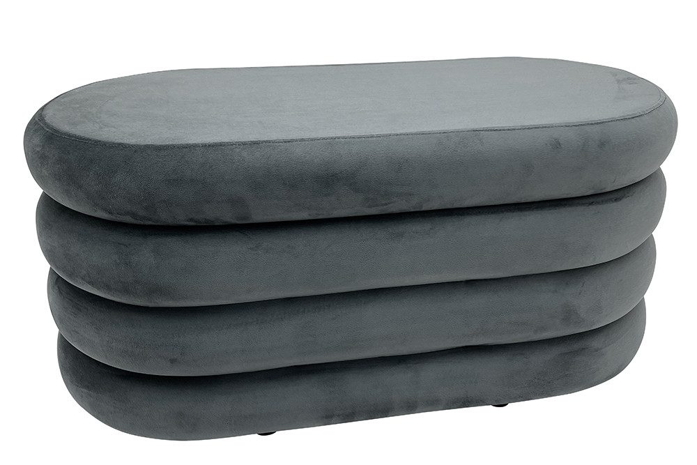 riess-ambiente Sitzbank VOGUE 85cm grau - Samt, mit Stauraum, montiert, gepolstert, variabel (Einzelartikel, 1-St), stilvolle Polsterbank - ideal für glamouröse Schlafzimmer & Ankleiden