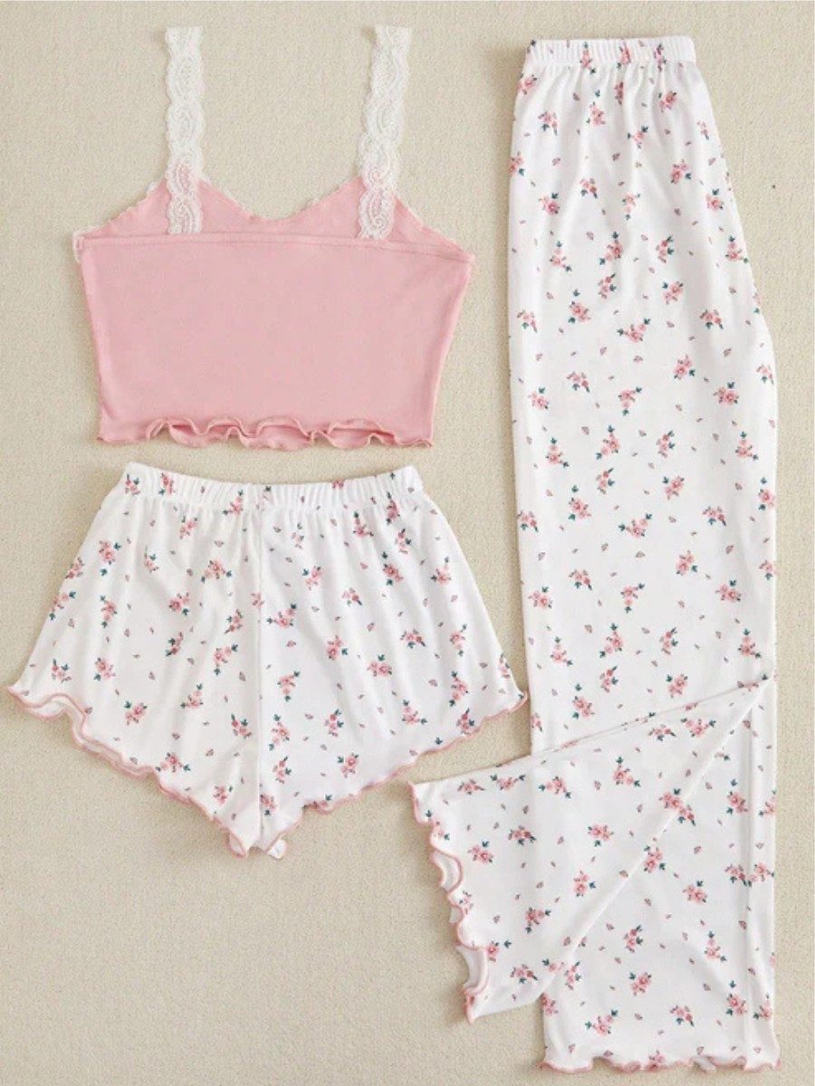 Elegant Love Schlafanzug Bequemes Damen-Set – Pyjama & Loungewear mit Blume günstig online kaufen