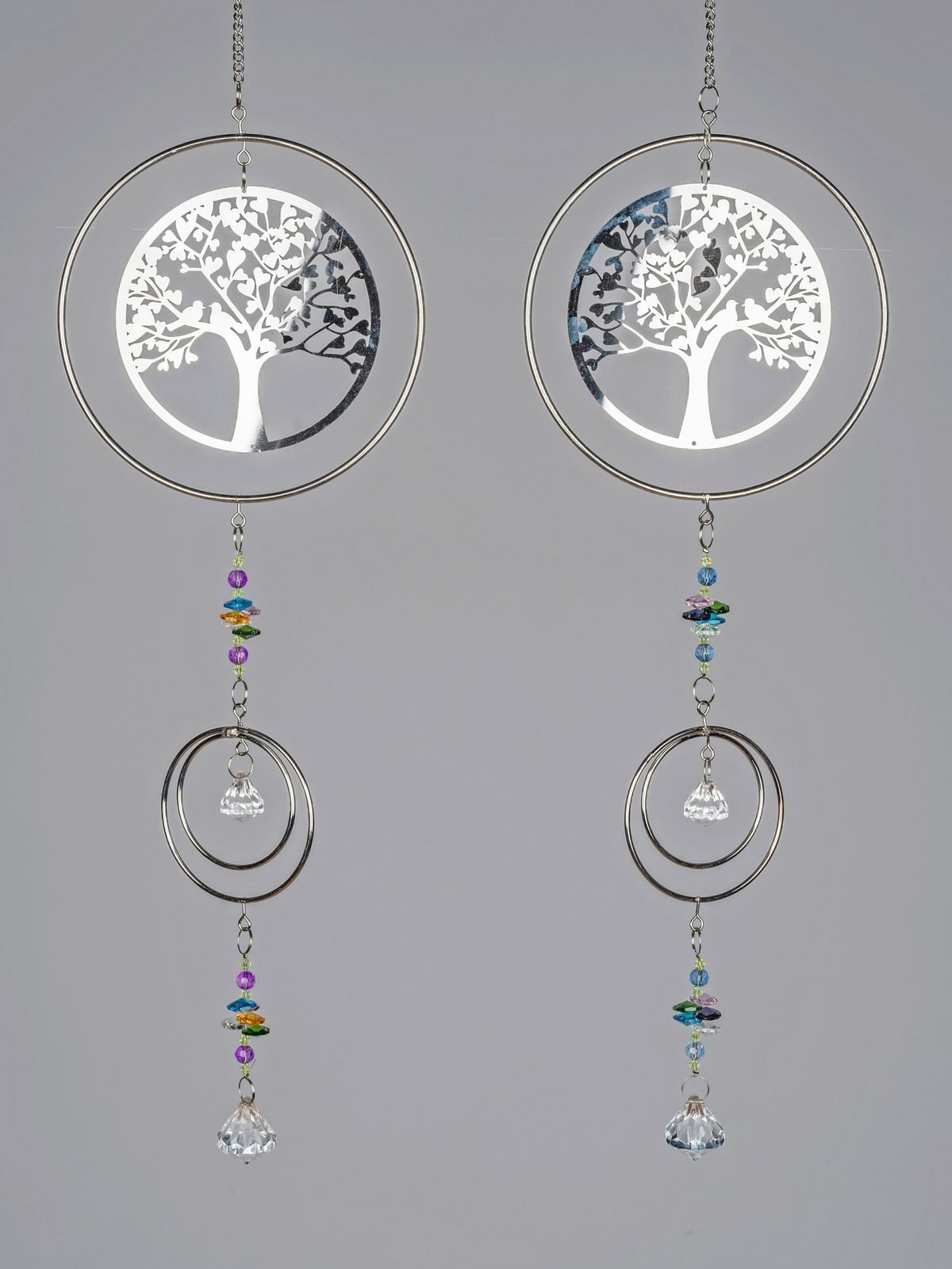 formano Dekohänger 2er Set Fensterdeko Ring Hänger Baum Edelstahl Hängedeko 18 x 52 cm (2-er Set)