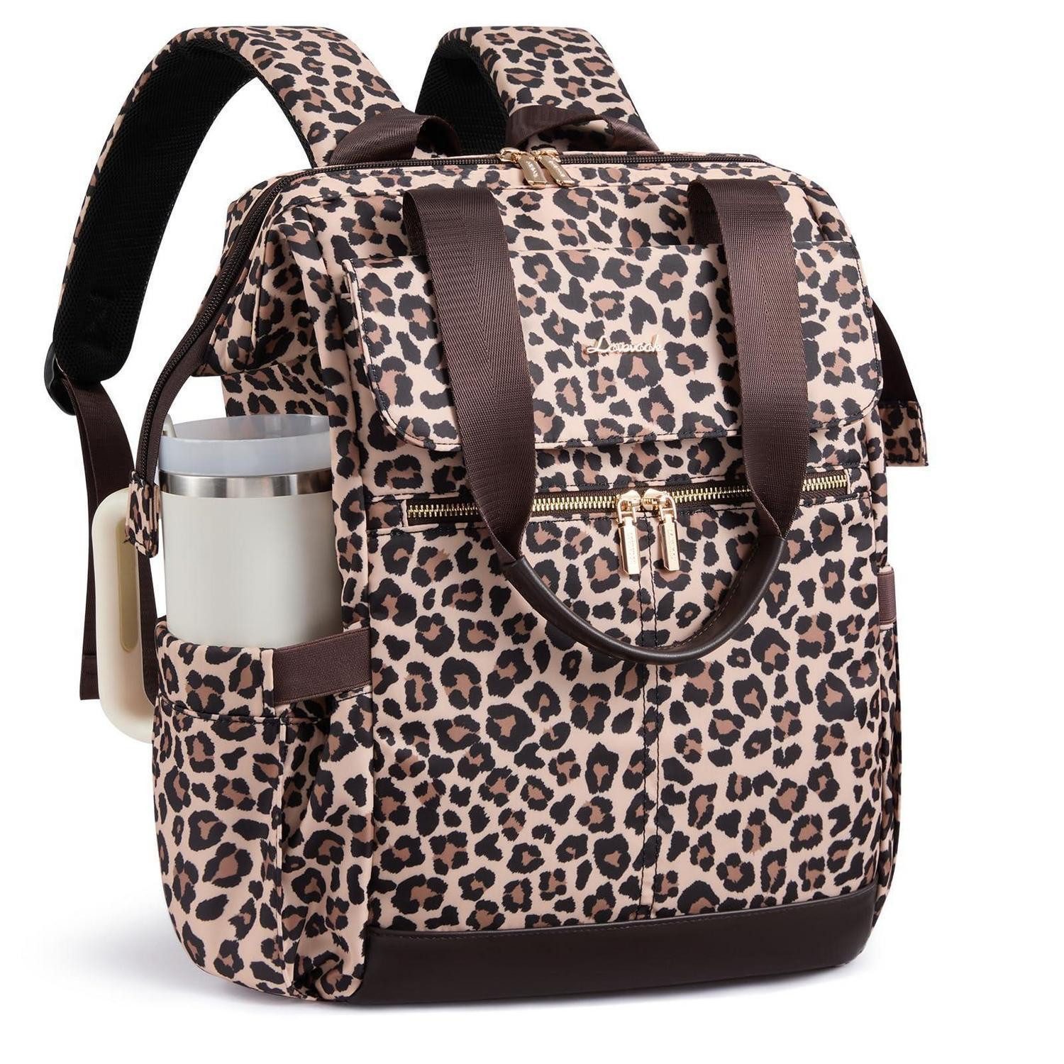 LuxusKollektion Cityrucksack Rucksack Damen Leopardenmuster Groß 15.6"