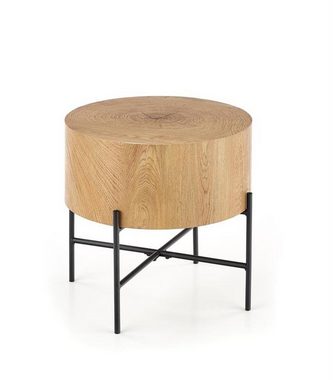 Cosy Home Ideas Beistelltisch Beistelltisch rund Holzplatte Holzblock braun Metallgestell schwarz (1 Stück, 1 Tisch), Breite 45 cm