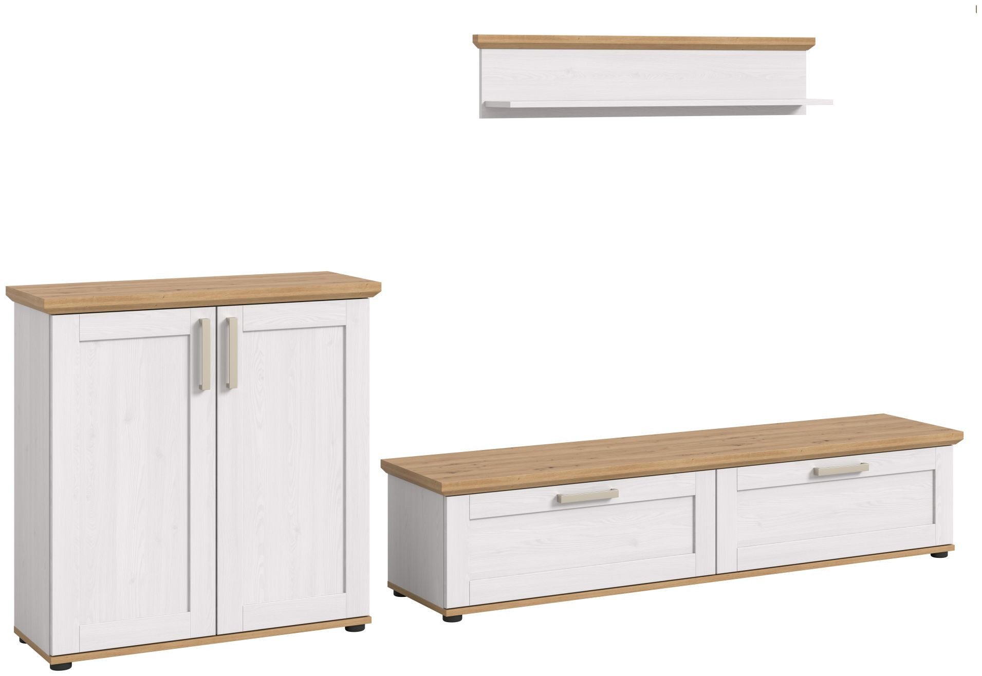xonox.home Wohnwand Wohnkombination Verona, (3tlg. Set bestehend aus Highboard, Lowboard, Wandboard), Sibiu Lärche Nachbildung Melamin Modern 260x151x40 cm