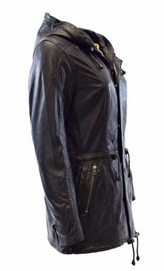 Zimmert Leather Lederjacke Lila washed Lammnappa, Cognac, Braun, Schwarz, Kapuze, lange Jacke